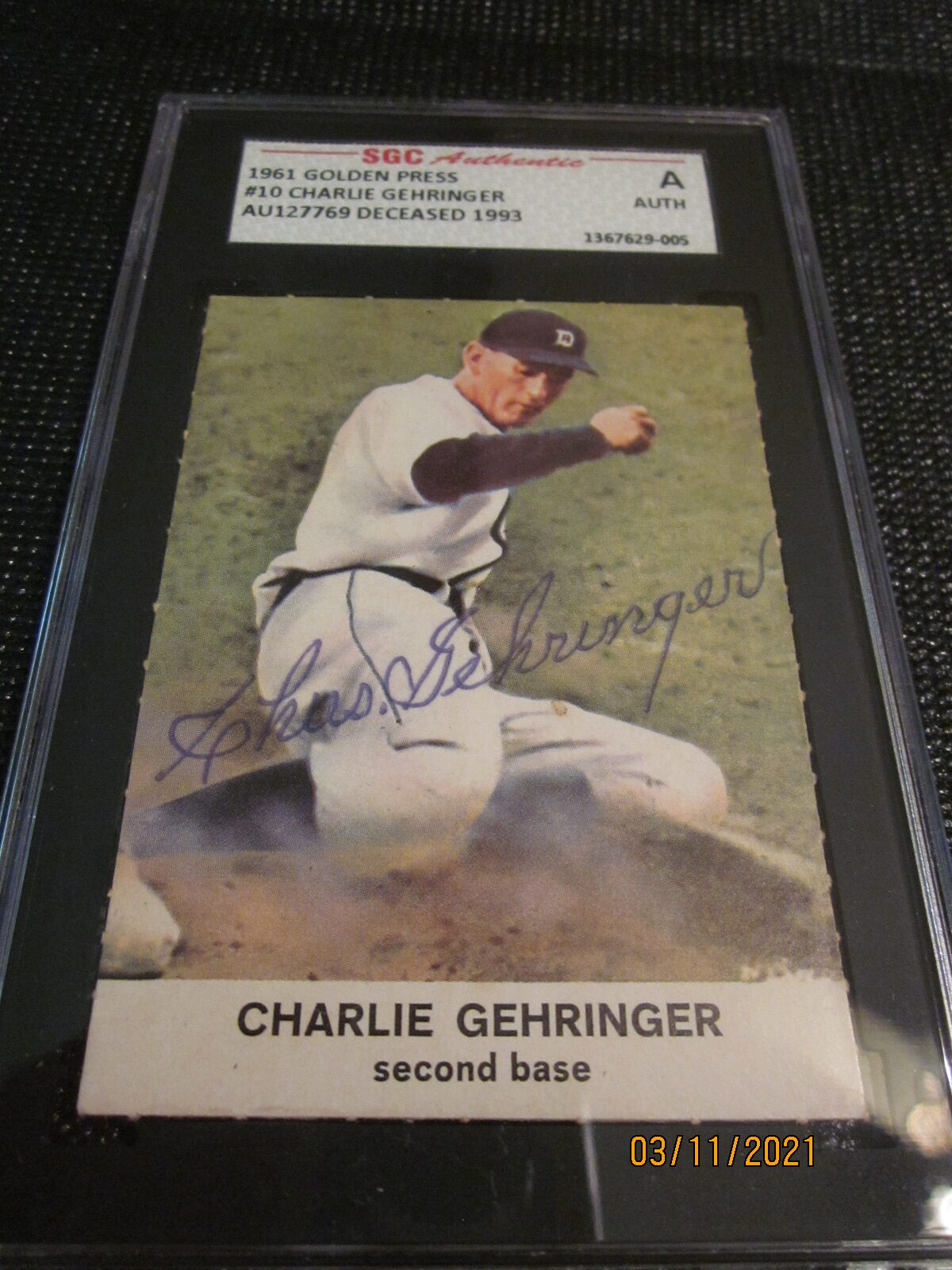 Charlie Gehringer Autographed Card
